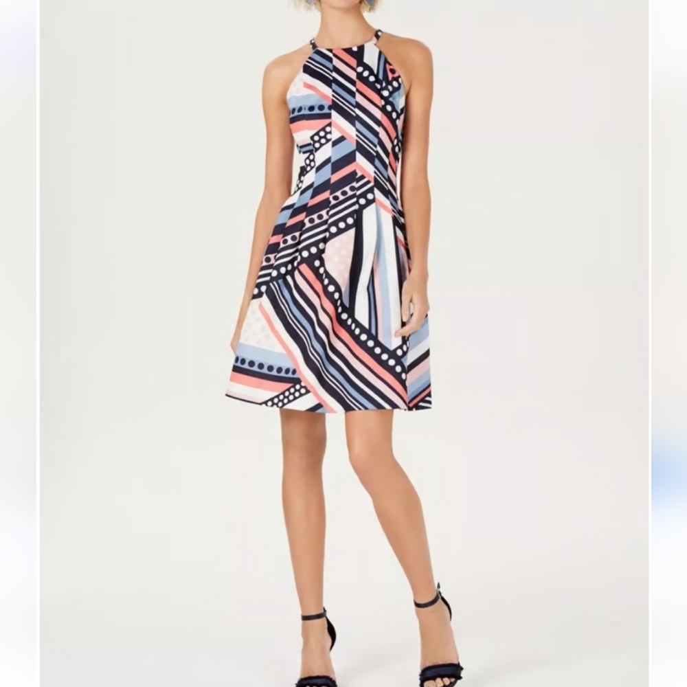 Stylish Multicolor Halter Dress